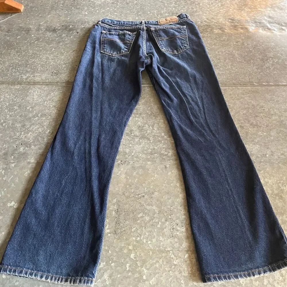 Paris Blues Originals Flare Denim Jeans Sz 9 Vintage 90s Y2K Bootcut Dark Blue